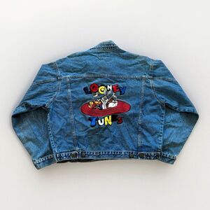 Vintage Looney Tunes‎ Jacket Womens L Top Line Denim Jean 90s